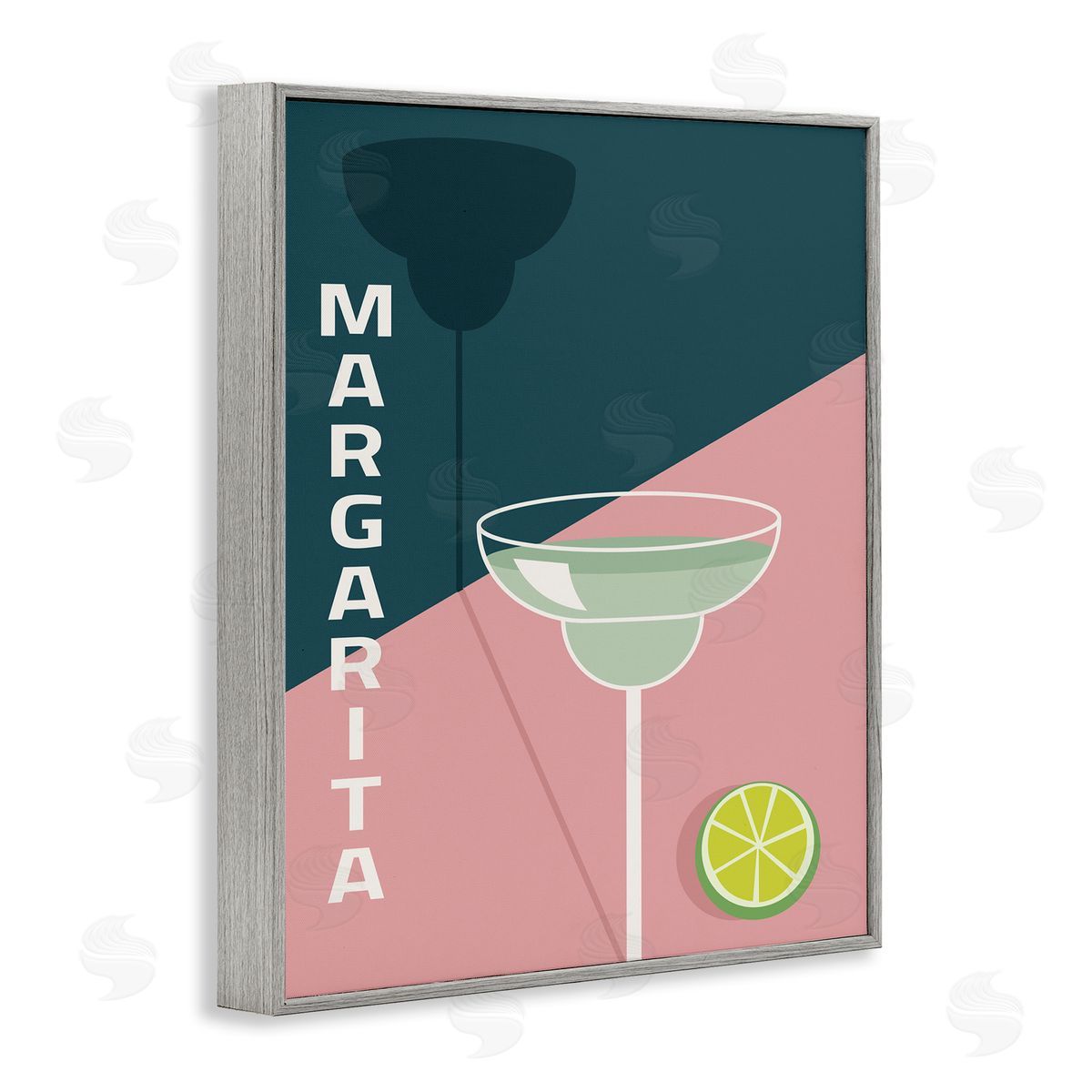 Birch & Ink Modern Margarita Blocked Citrus Contemporary Cocktail Gray Framed Giclee Wall Art Print