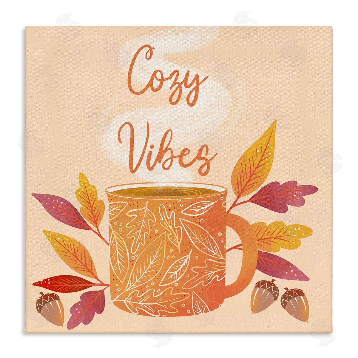 Dominika Godette Cozy Vibes Patterned Coffee Mug Autumn Leaves  Stretched Canvas Wall Art Print