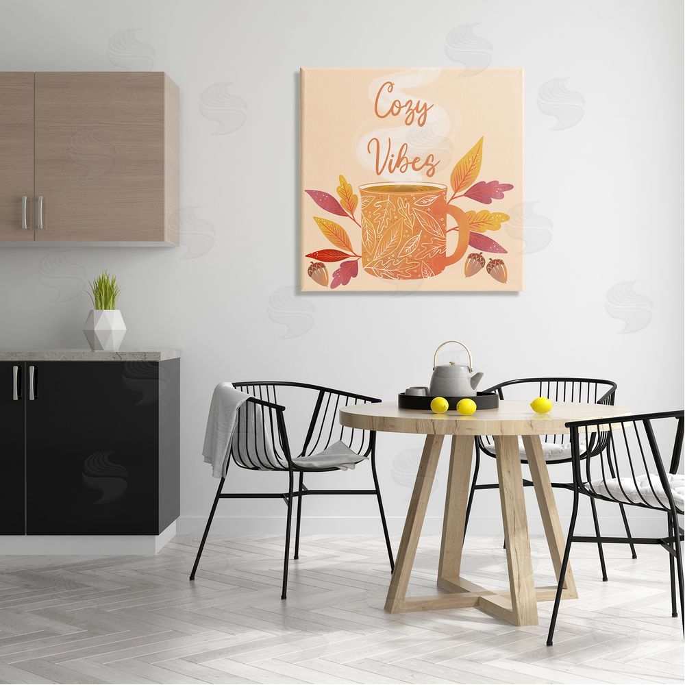 Dominika Godette Cozy Vibes Patterned Coffee Mug Autumn Leaves  Canvas Wall Art in Room