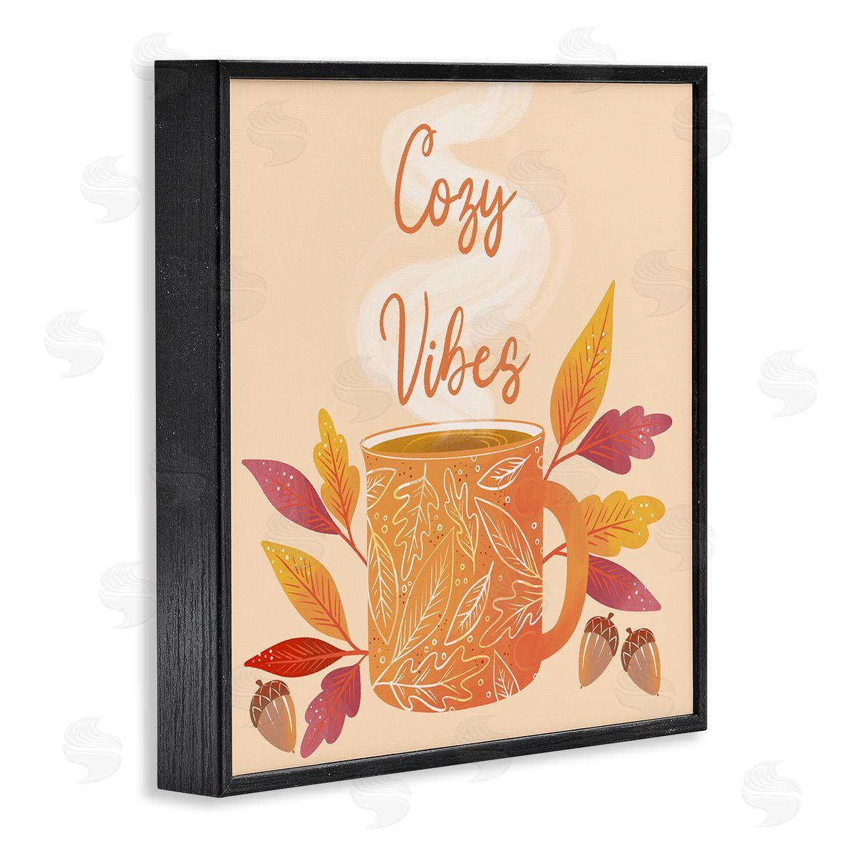Dominika Godette Cozy Vibes Patterned Coffee Mug Autumn Leaves  Black Framed Glicee Wall Art Print