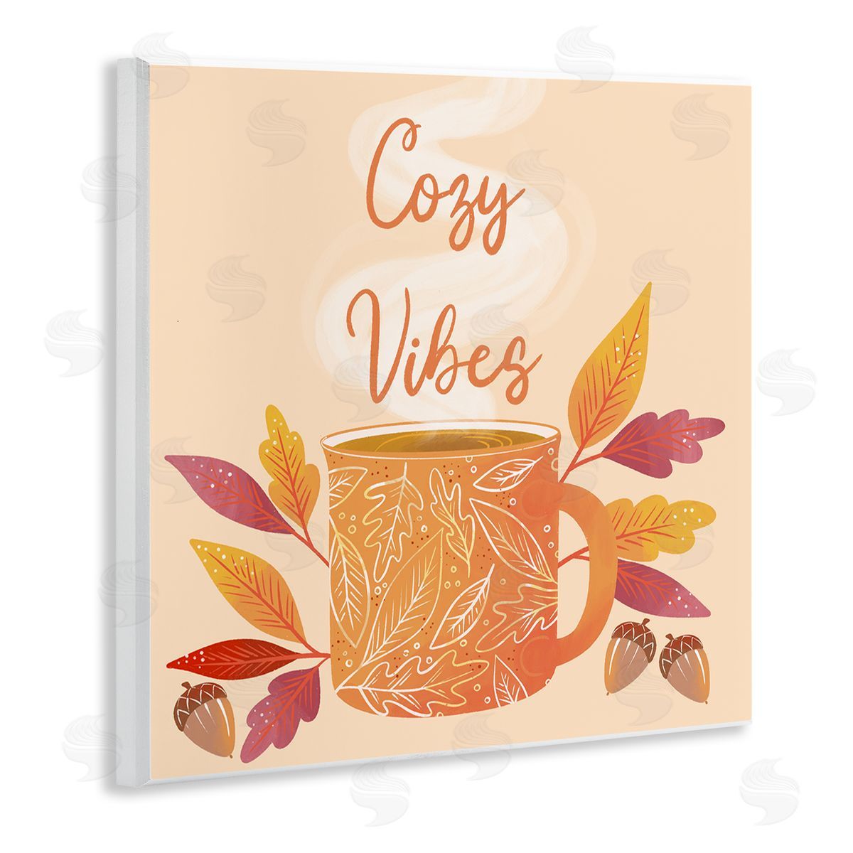 Dominika Godette Cozy Vibes Patterned Coffee Mug Autumn Leaves  Wooden Wall Plaque Art Print