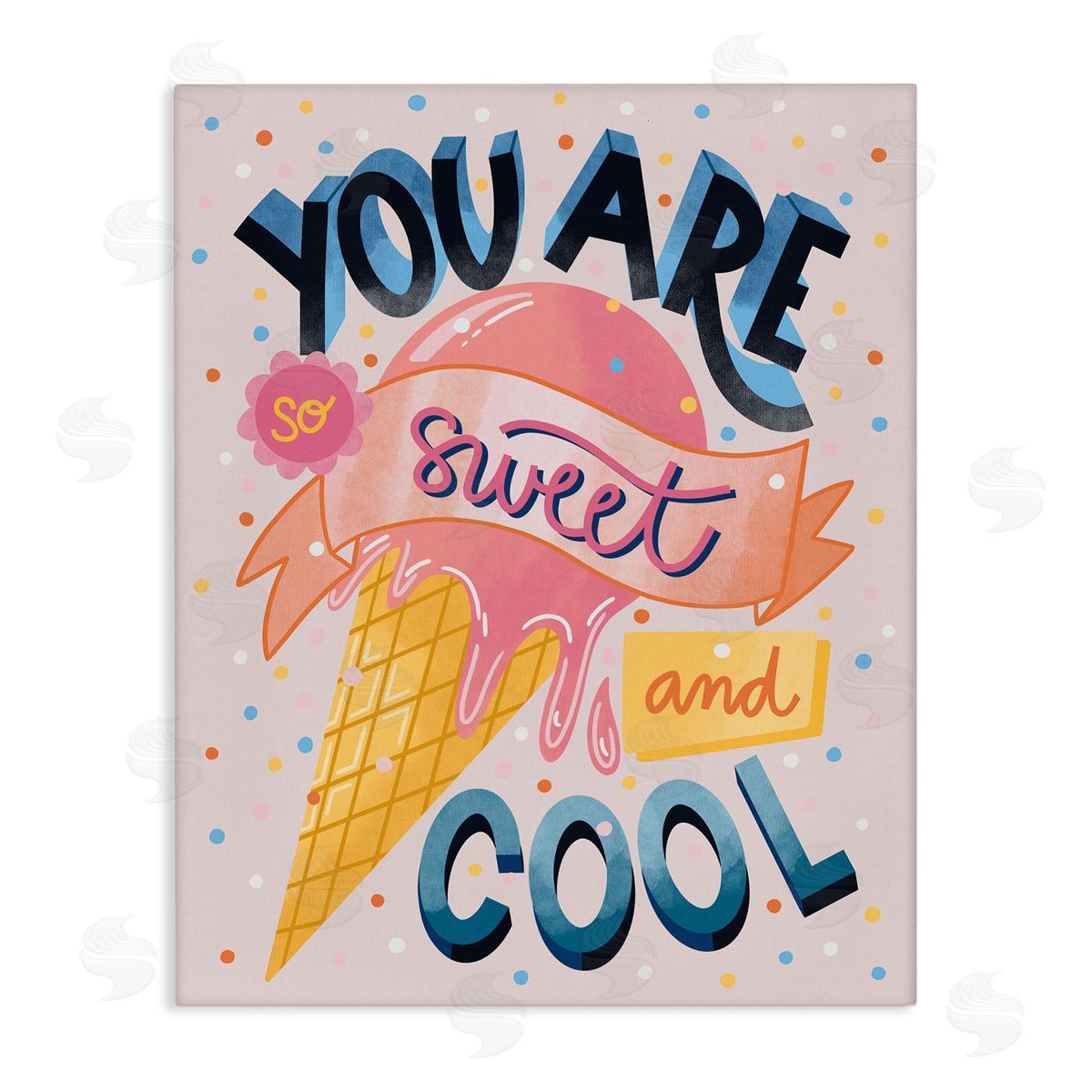 Dominika Godette Sweet & Cool Retro Patterned Polka Dot Ice Cream Stretched Canvas Wall Art Print