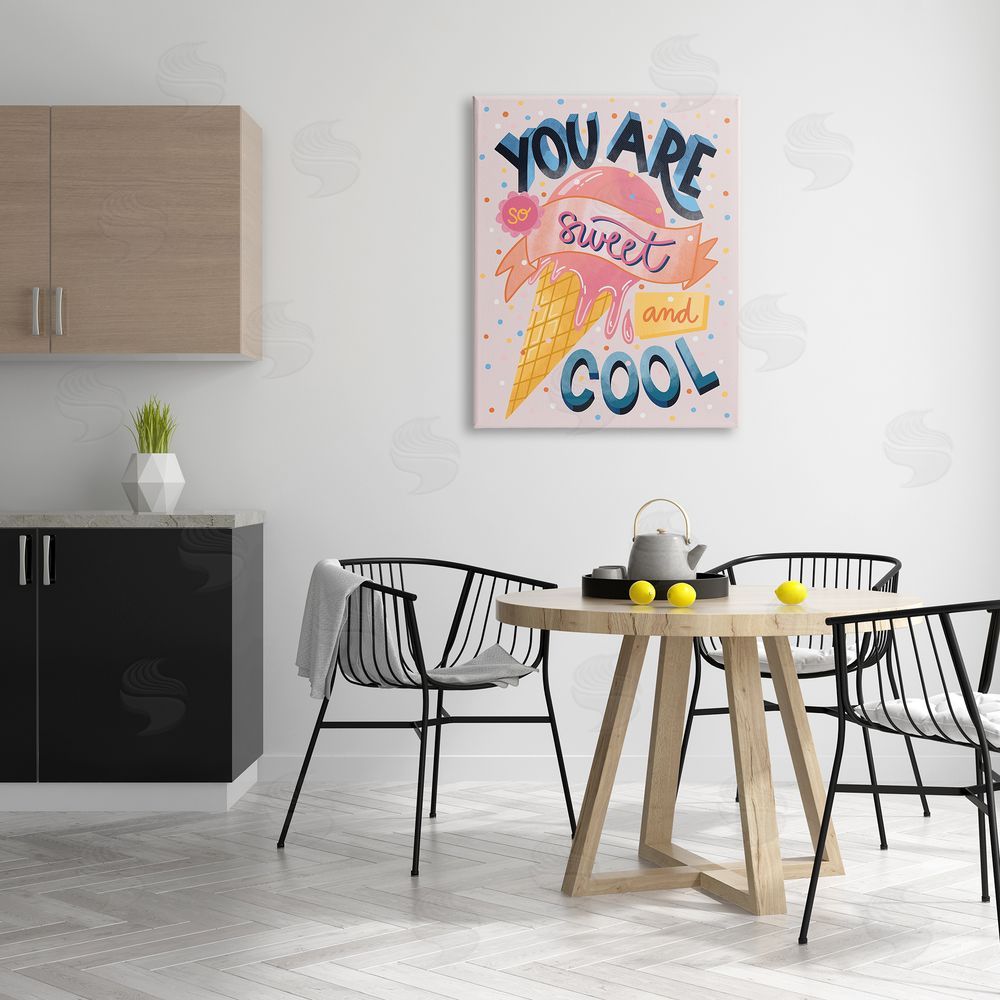 Dominika Godette Sweet & Cool Retro Patterned Polka Dot Ice Cream Canvas Wall Art Print in Room