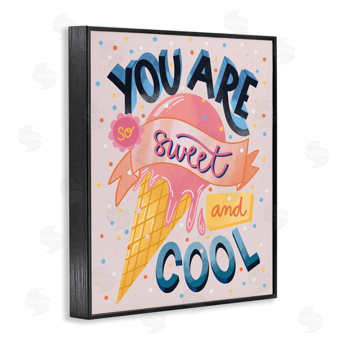 Dominika Godette Sweet & Cool Retro Patterned Polka Dot Ice Cream Black Framed Giclee Wall Art Print