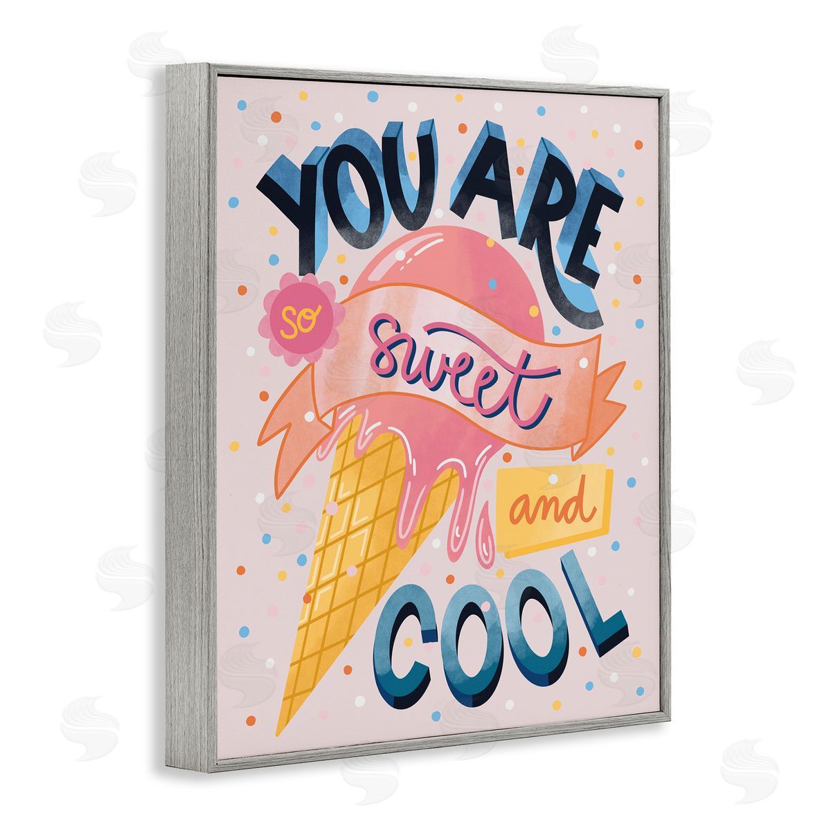 Dominika Godette Sweet & Cool Retro Patterned Polka Dot Ice Cream Gray Framed Giclee Wall Art Print