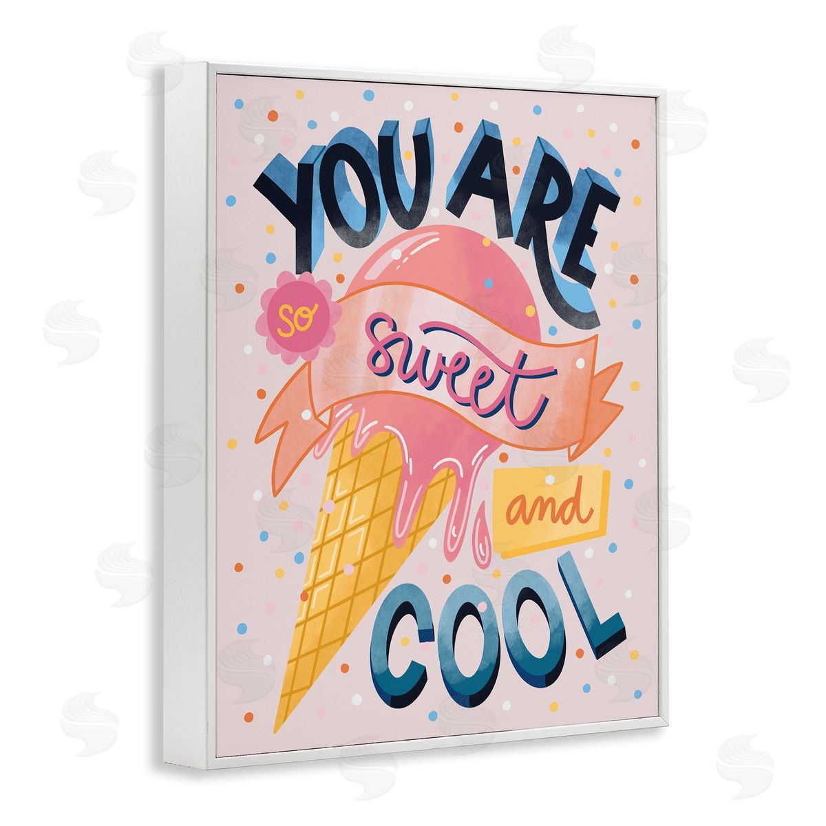 Dominika Godette Sweet & Cool Retro Patterned Polka Dot Ice Cream White Framed Giclee Wall Art Print