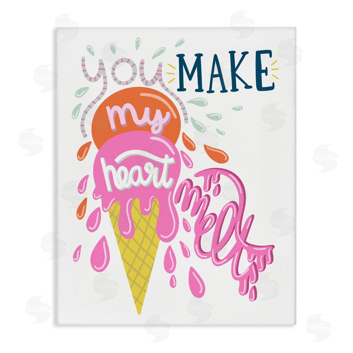 Dominika Godette Make My Heart Melt Summer Ice Cream Treat Stretched Canvas Wall Art Print