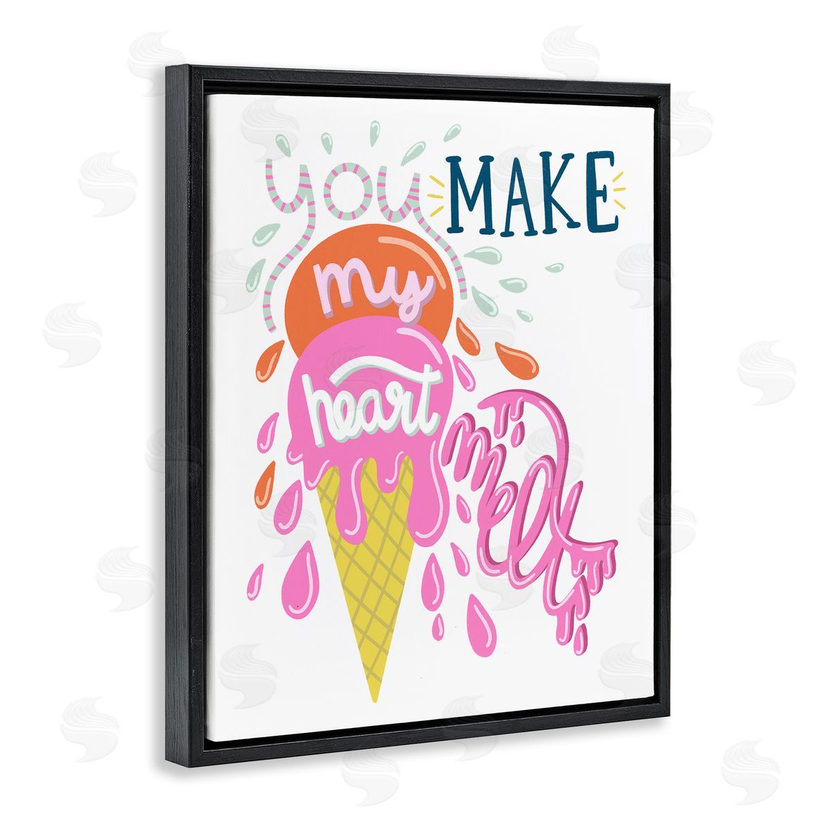 Dominika Godette Make My Heart Melt Summer Ice Cream Treat Black Floating Frame Canvas Wall Art Print