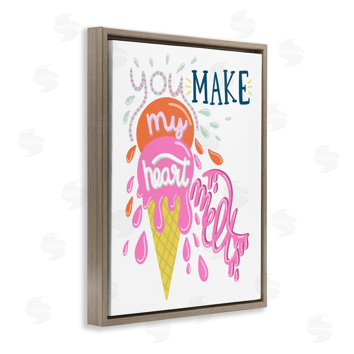 Dominika Godette Make My Heart Melt Summer Ice Cream Treat Brown Floating Frame Canvas Wall Art Print