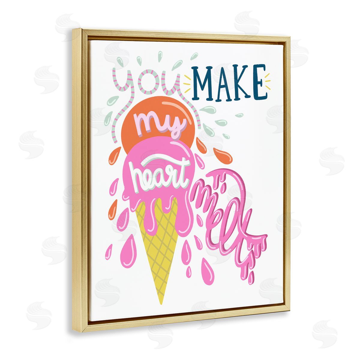 Dominika Godette Make My Heart Melt Summer Ice Cream Treat Gold Floating Frame Canvas Wall Art Print