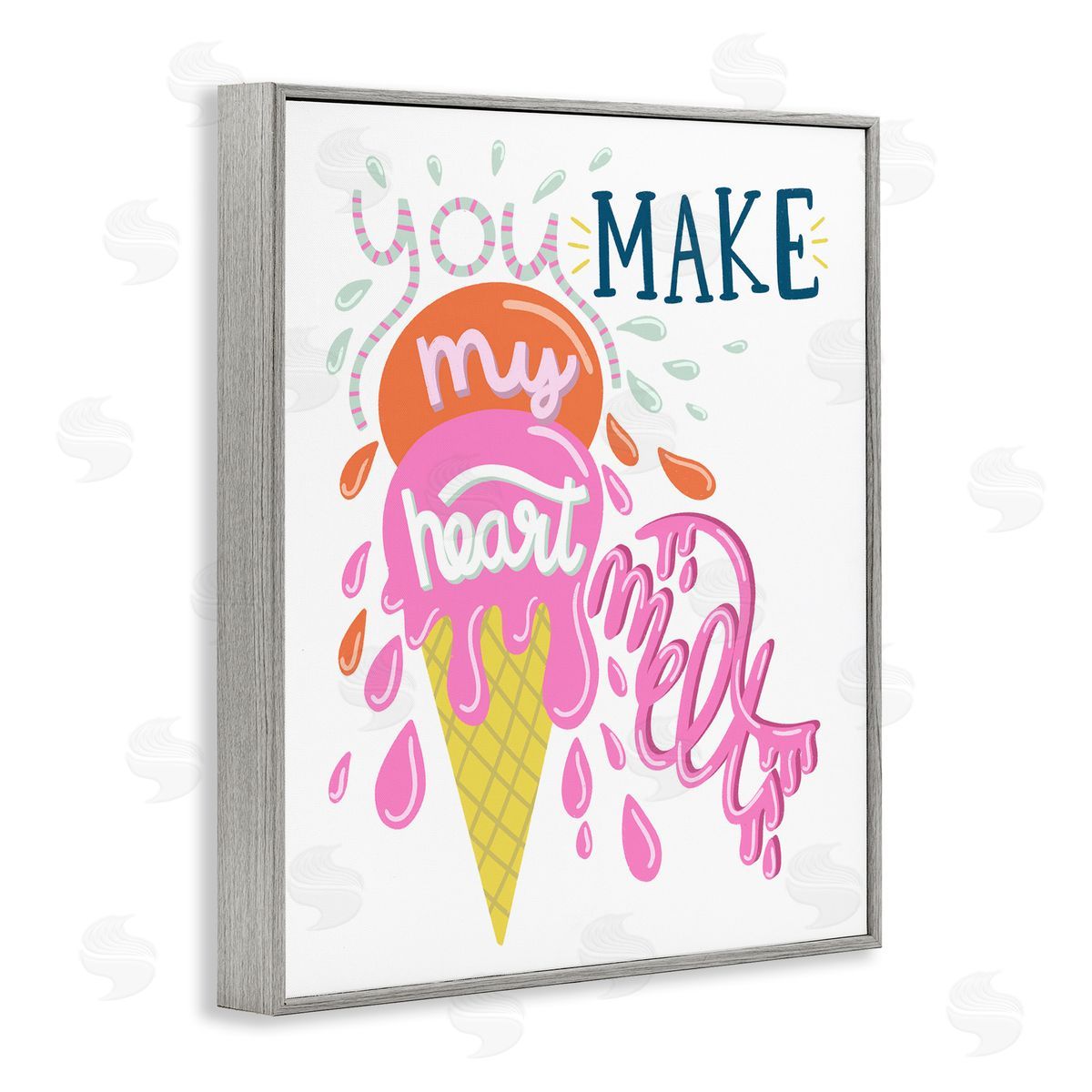 Dominika Godette Make My Heart Melt Summer Ice Cream Treat Gray Framed Giclee Wall Art Print