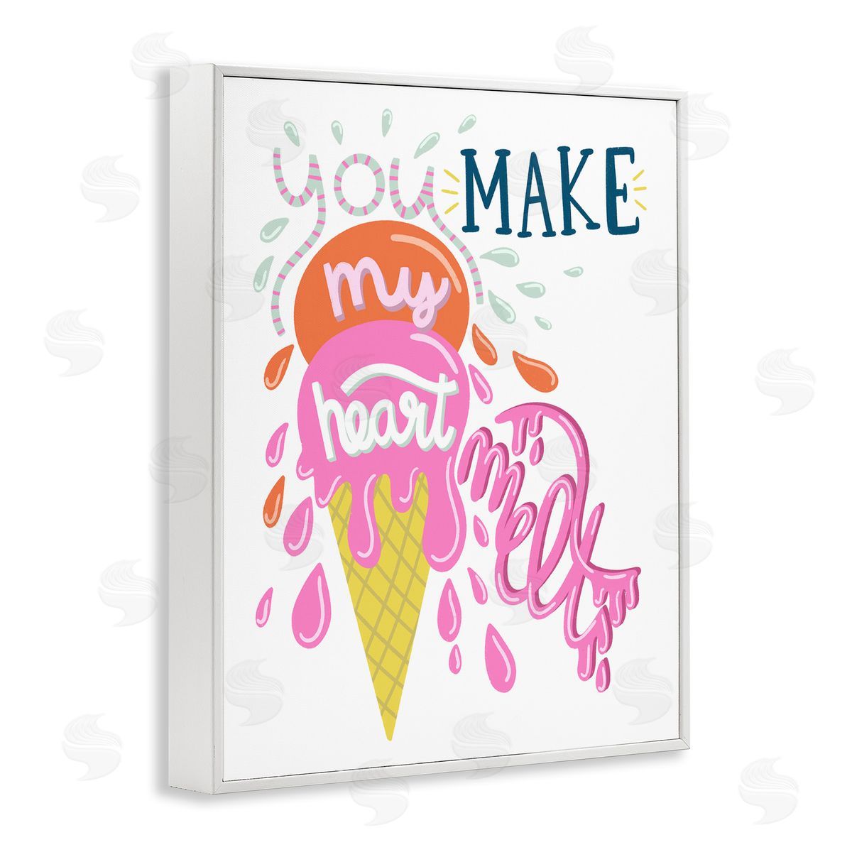 Dominika Godette Make My Heart Melt Summer Ice Cream Treat White Framed Giclee Wall Art Print