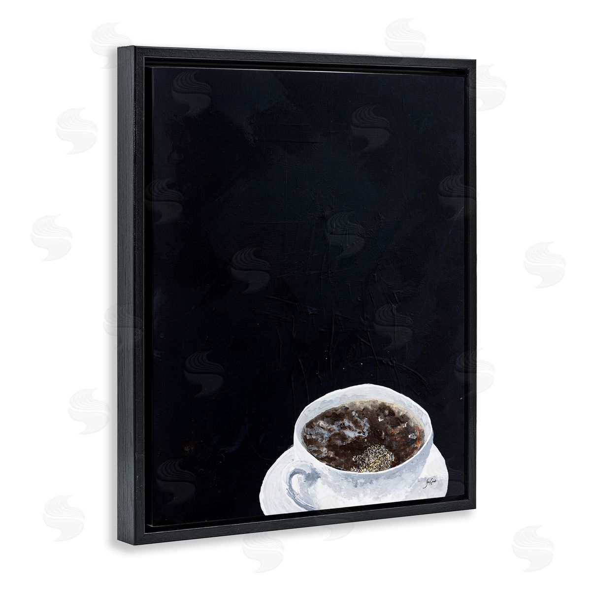 Stacy Gresell Contemporary Coffee Cup Saucer Breakfast Kitchen Drink  Black Floating Frame Canvas Wall Art Print