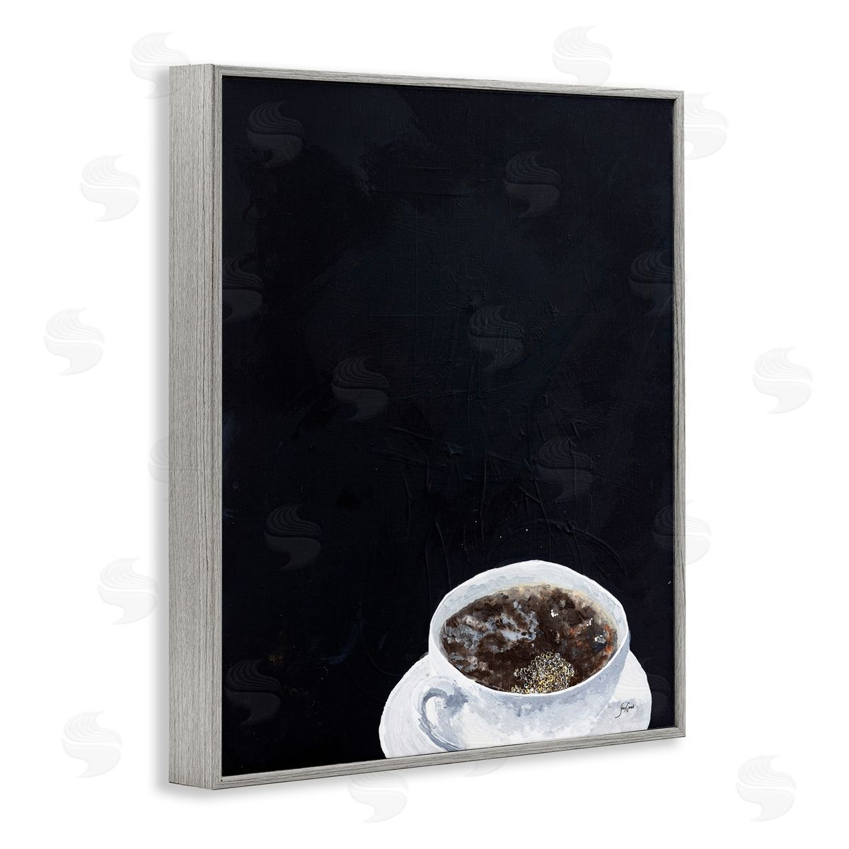 Stacy Gresell Contemporary Coffee Cup Saucer Breakfast Kitchen Drink  Gray Framed Giclee Wall Art Print
