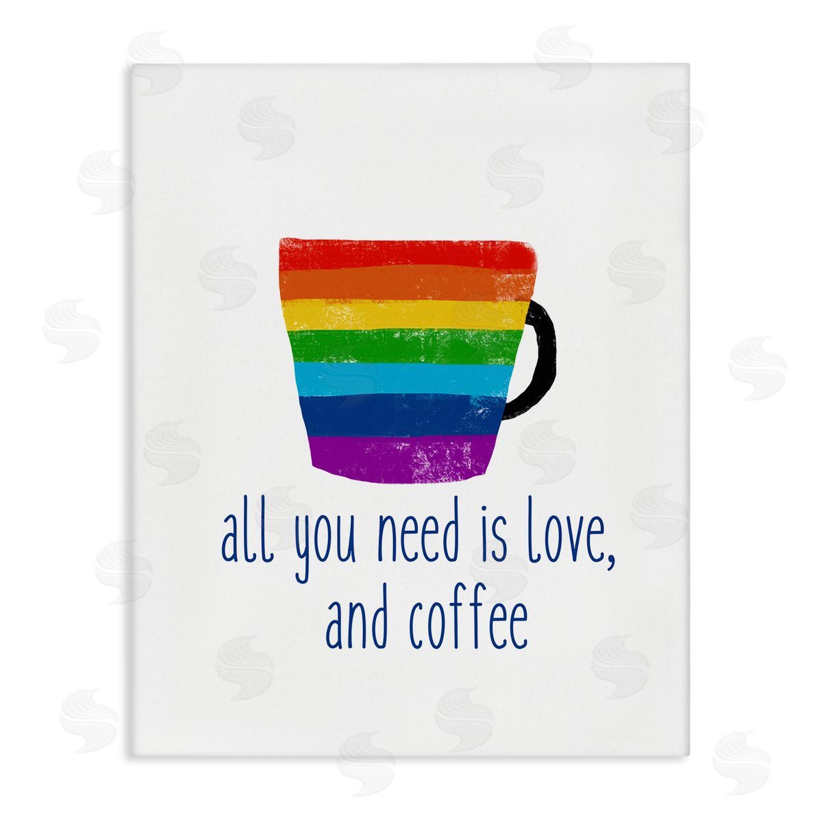 J. Weiss Love & Coffee Rainbow Morning Latte Diner Mug Stretched Canvas Wall Art Print