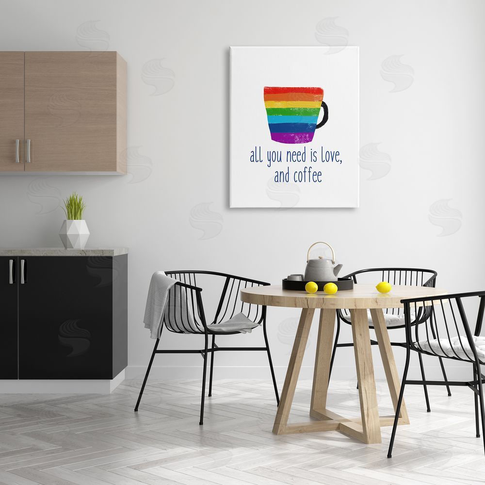 J. Weiss Love & Coffee Rainbow Morning Latte Diner Mug Canvas Wall Art Print in Room