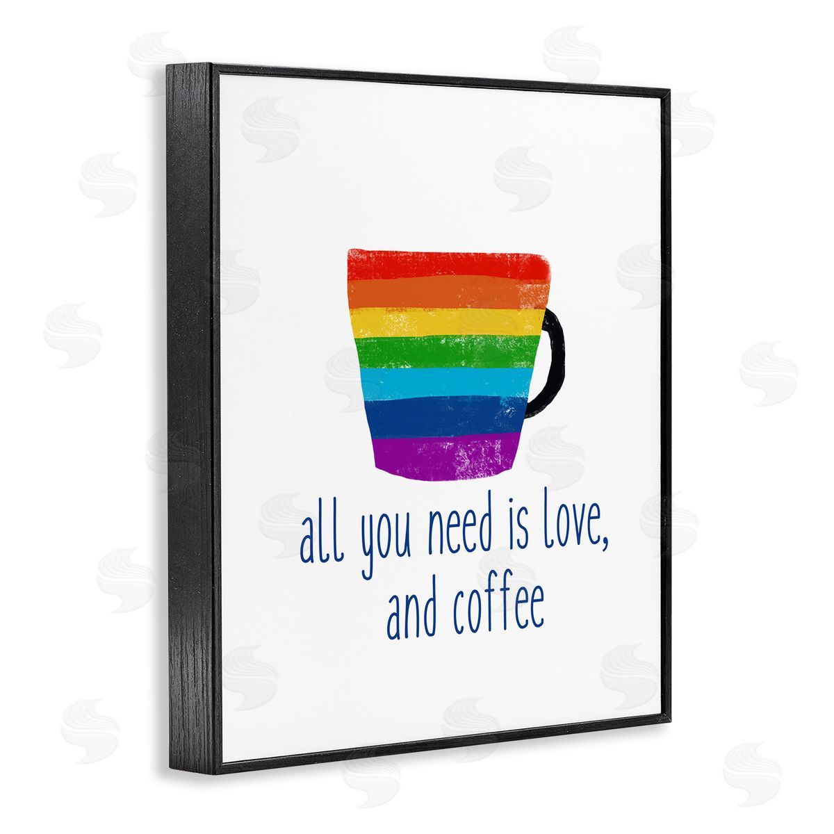 J. Weiss Love & Coffee Rainbow Morning Latte Diner Mug Black Framed Giclee Wall Art Print