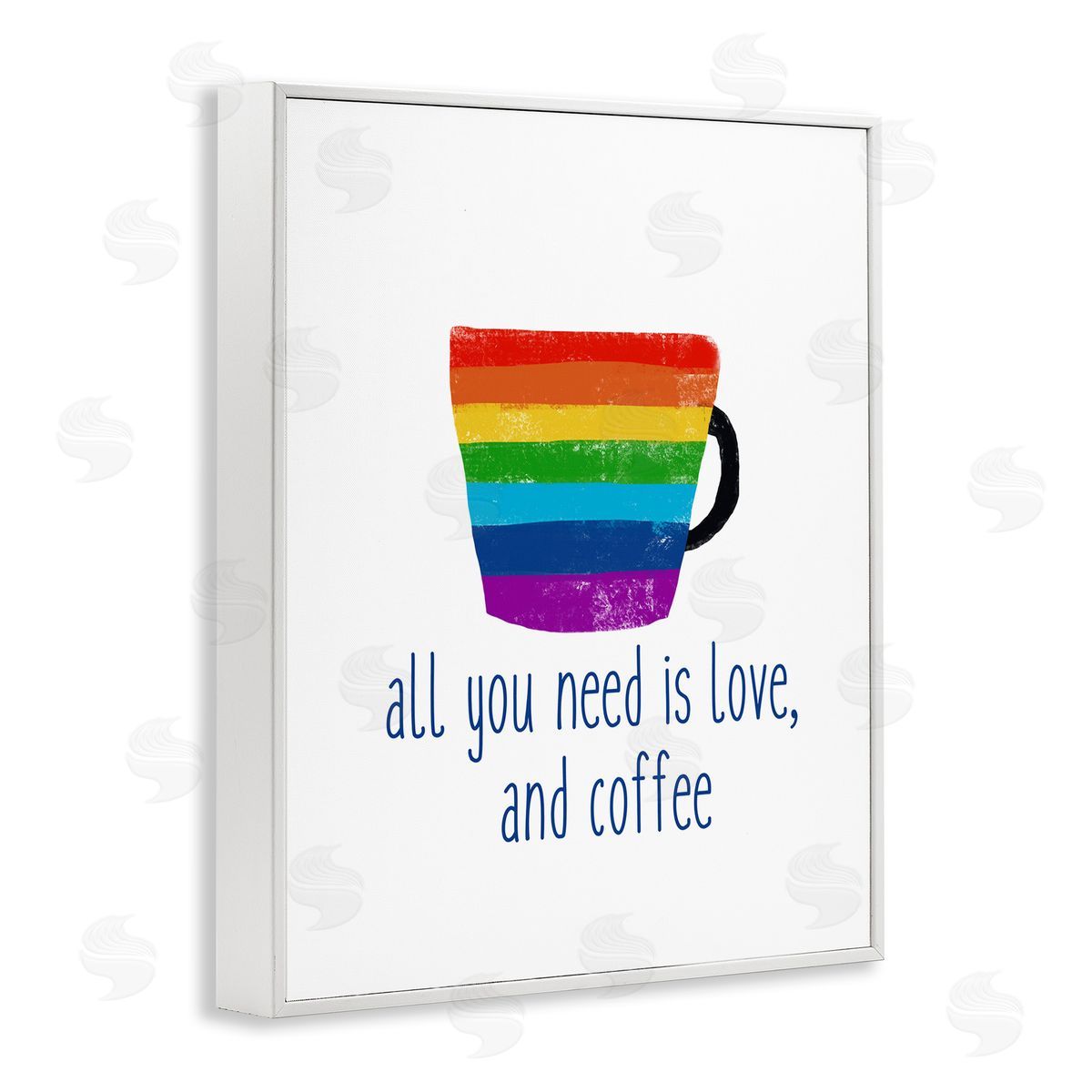 J. Weiss Love & Coffee Rainbow Morning Latte Diner Mug White Framed Giclee Wall Art Print