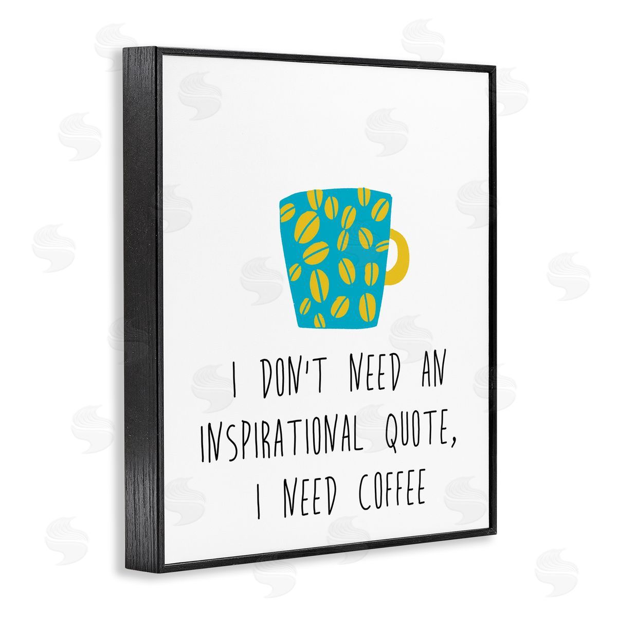 J. Weiss Need Coffee Funny Bean Patterned Mug Typography Black Framed Giclee Wall Art Print