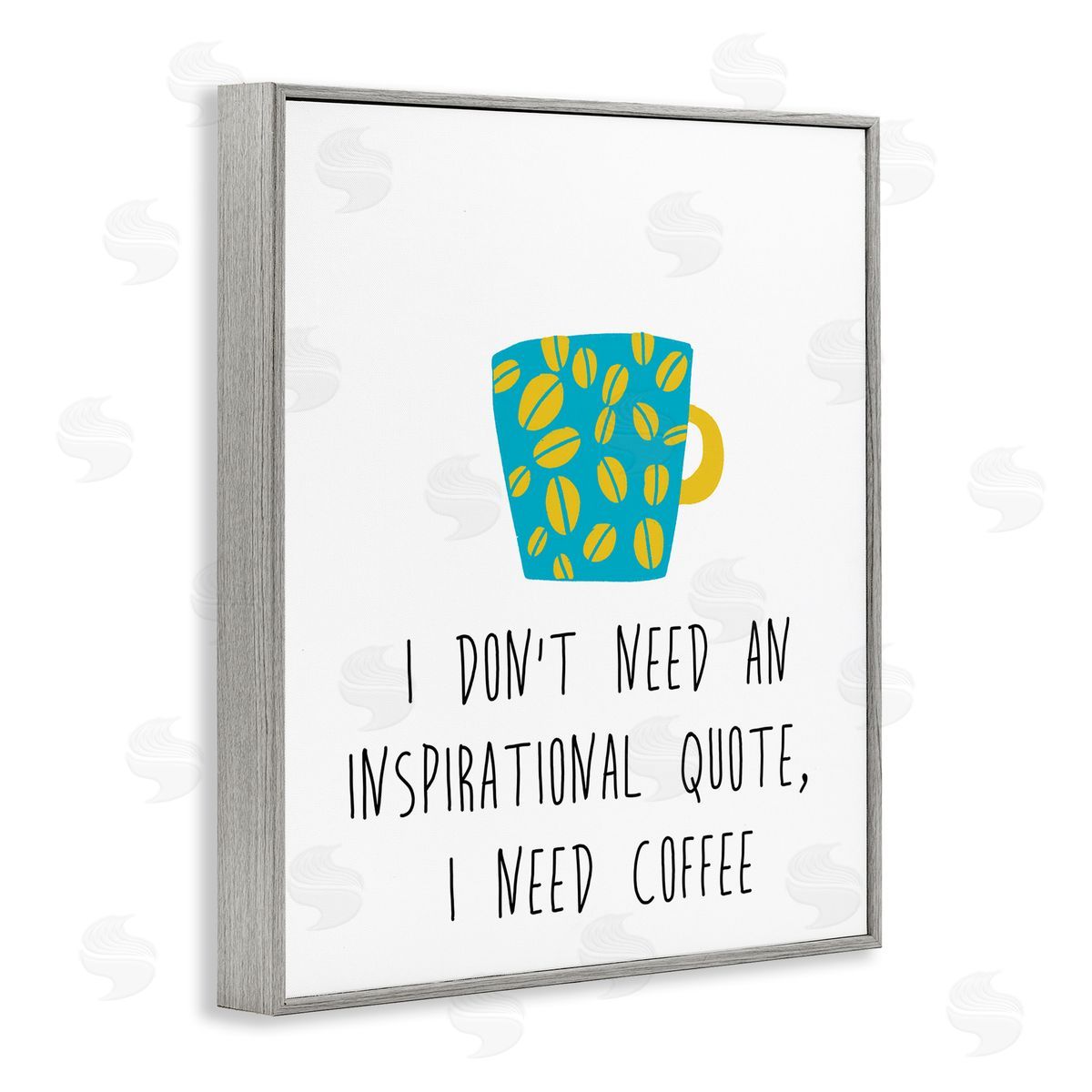 J. Weiss Need Coffee Funny Bean Patterned Mug Typography Gray Framed Giclee Wall Art Print