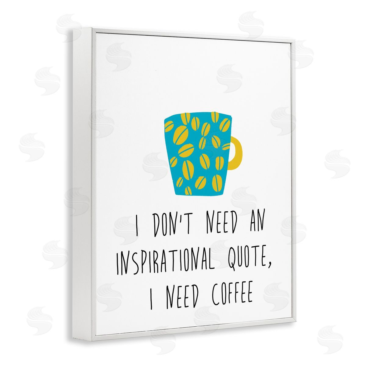 J. Weiss Need Coffee Funny Bean Patterned Mug Typography White Framed Giclee Wall Art Print