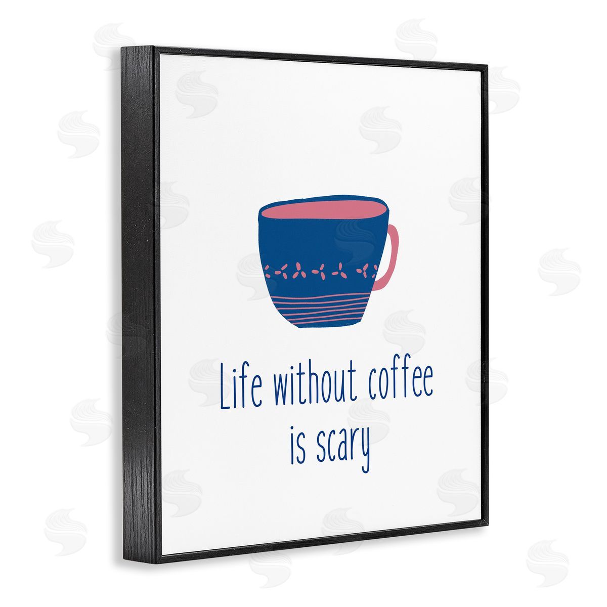 J. Weiss Life Without Coffee Humorous Patterned Breakfast Mug  Black Framed Giclee Wall Art Print