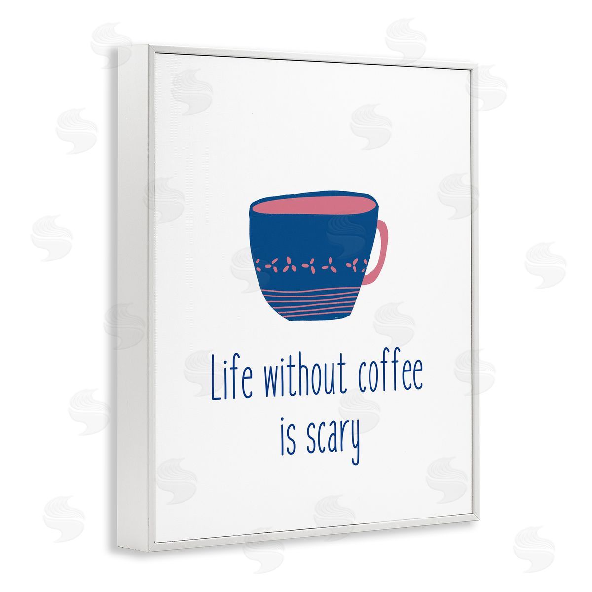J. Weiss Life Without Coffee Humorous Patterned Breakfast Mug  White Framed Giclee Wall Art Print
