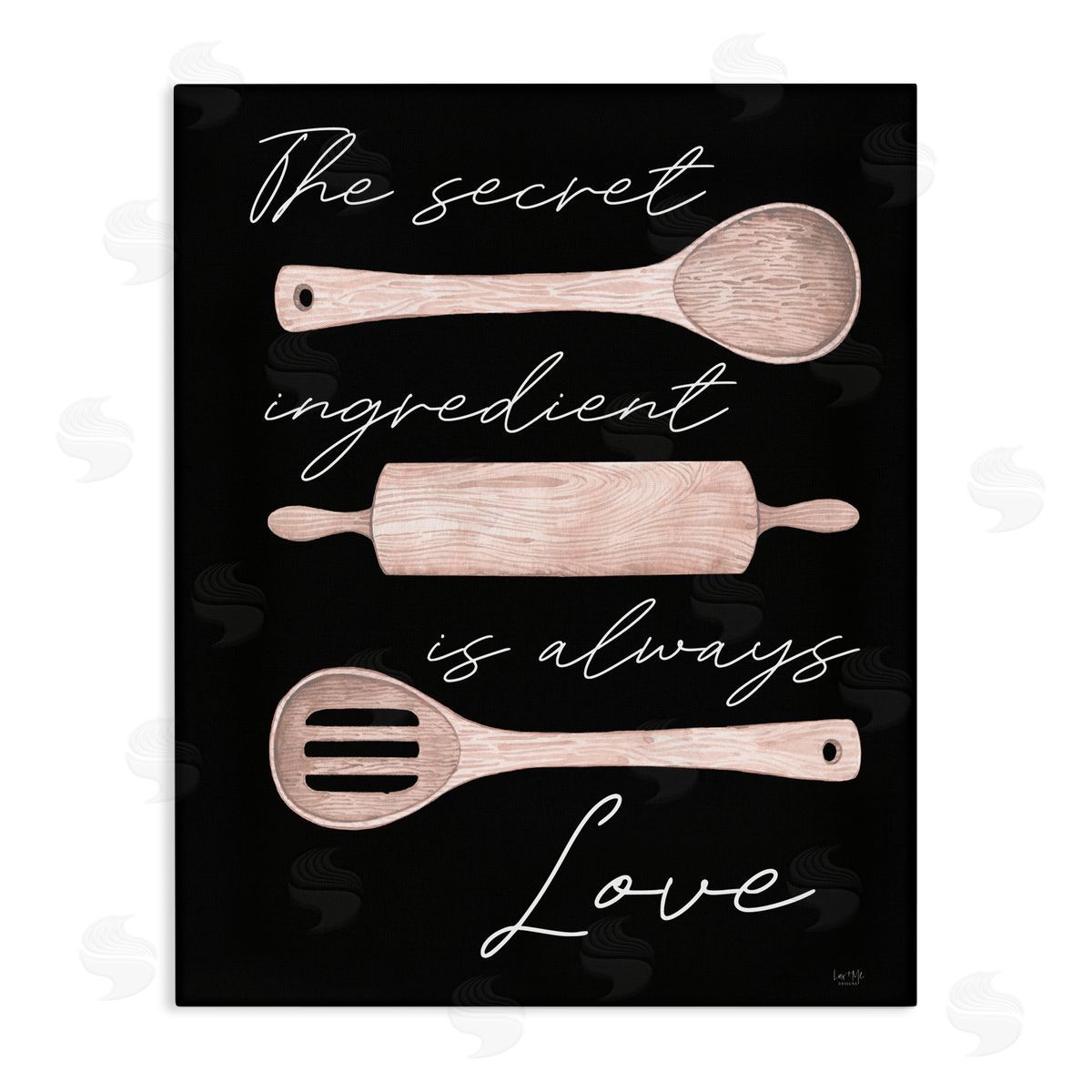 Lux + Mes Secret Ingredient Love Romantic Baking Utensil Quote Stretched Canvas Wall Art Print
