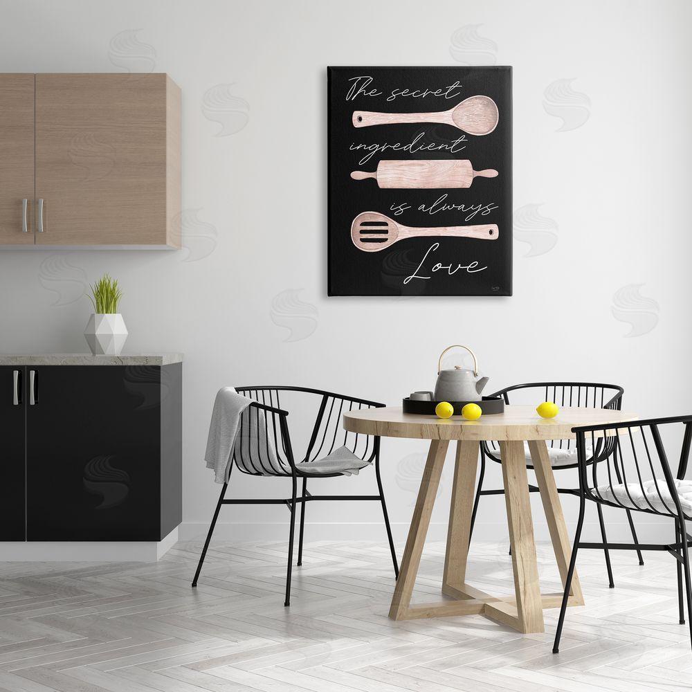 Lux + Mes Secret Ingredient Love Romantic Baking Utensil Quote Canvas Wall Art Print in Room