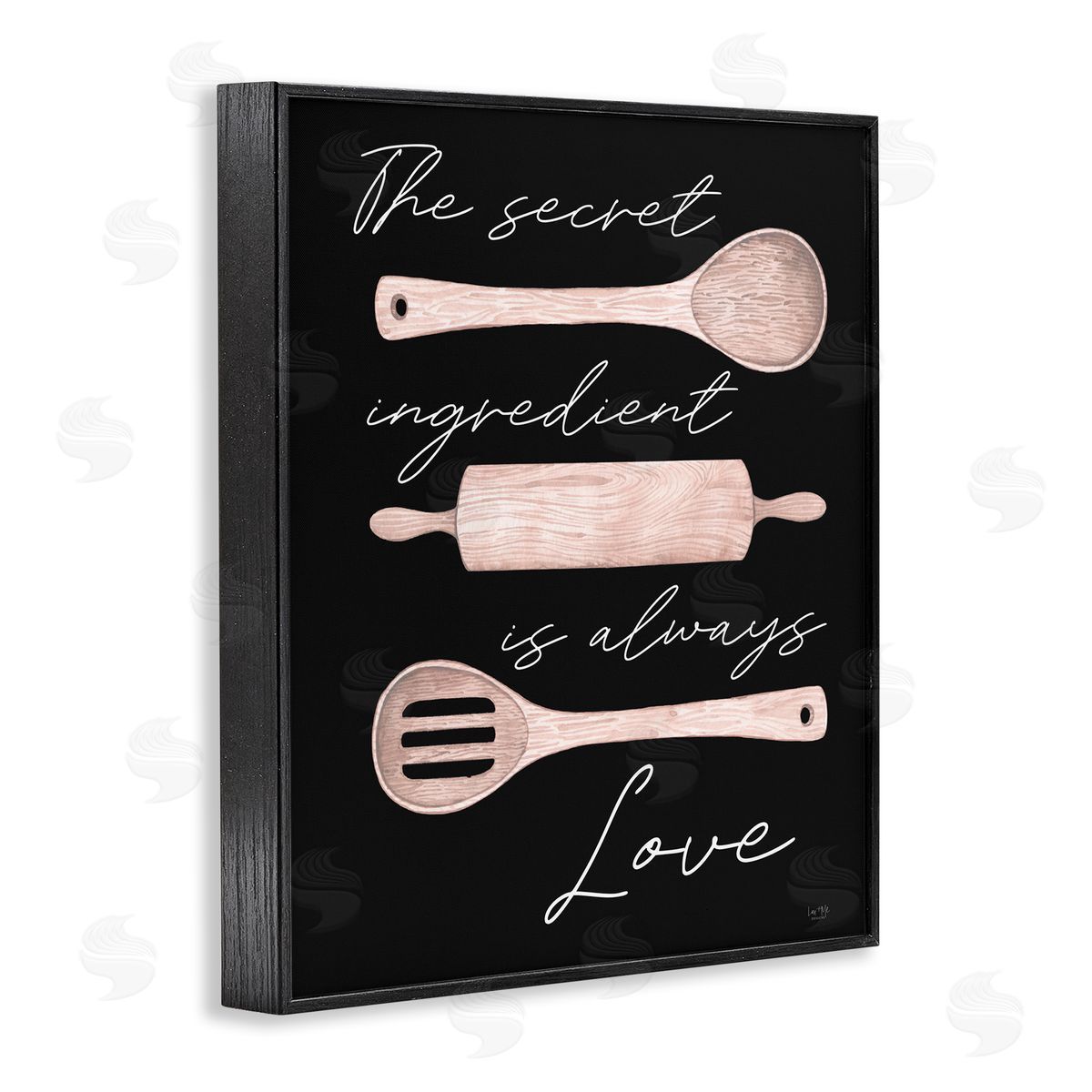 Lux + Mes Secret Ingredient Love Romantic Baking Utensil Quote Black Framed Giclee Wall Art Print