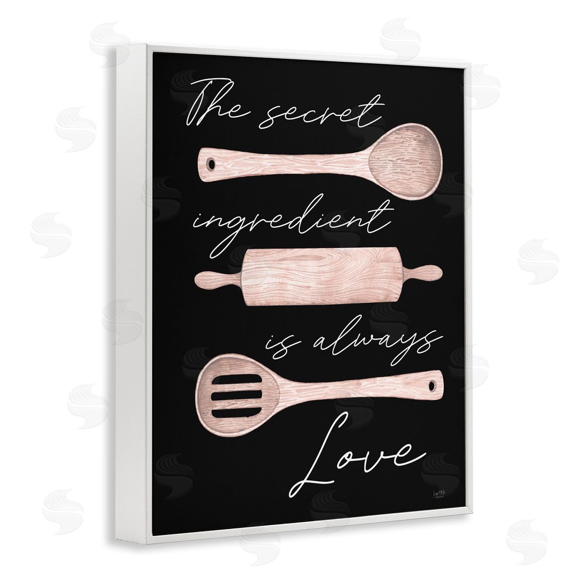 Lux + Mes Secret Ingredient Love Romantic Baking Utensil Quote White Framed Giclee Wall Art Print