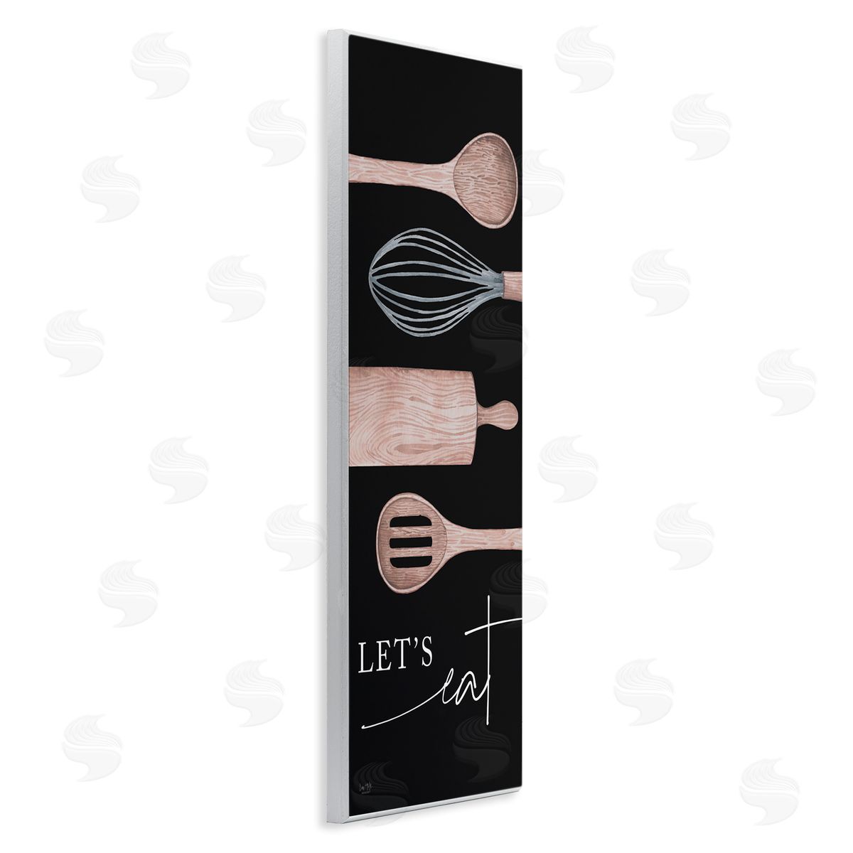 Let's Eat with Kitchen Utensils Wood Plaque Wall Art, Home Decor by Lux + Me Designs