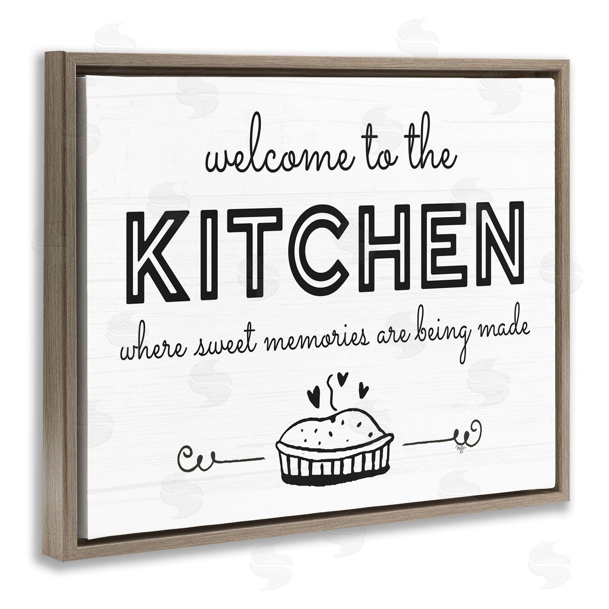 Mollie B. Welcome to Kitchen Fresh Baked Pie Rustic Phrase Brown Floating Frame Canvas Wall Art Print