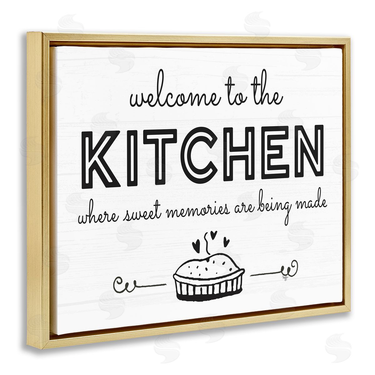 Mollie B. Welcome to Kitchen Fresh Baked Pie Rustic Phrase Gold Floating Frame Canvas Wall Art Print
