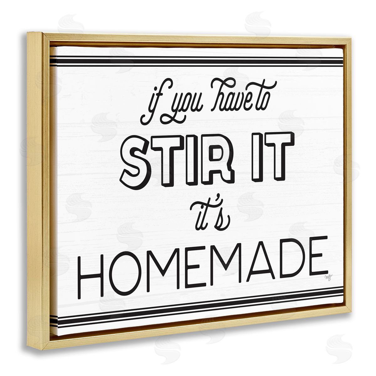 Mollie B. Homemade If Stirred Humorous Cooking Kitchen Vintage Phrase Gold Floating Frame Canvas Wall Art Print