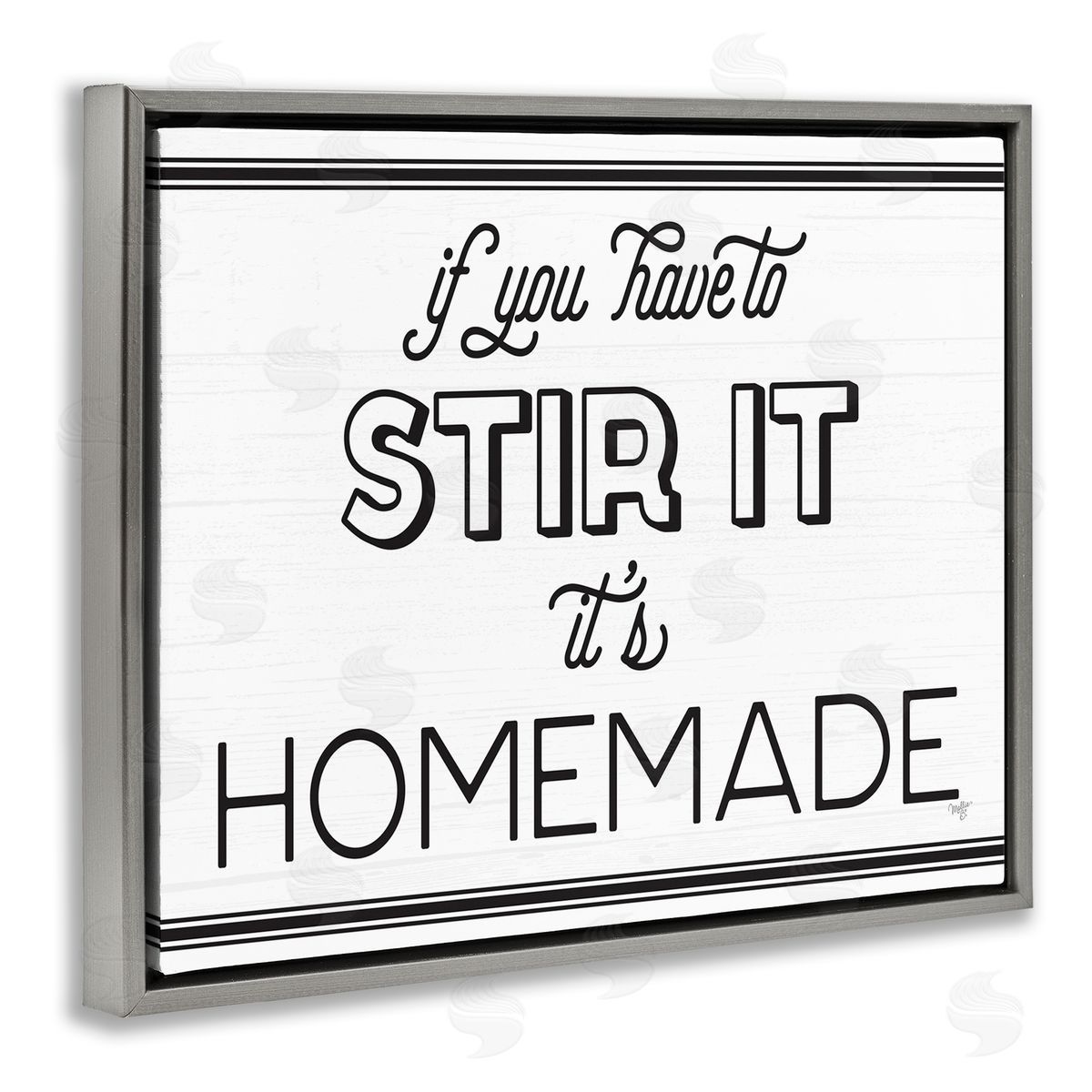 Mollie B. Homemade If Stirred Humorous Cooking Kitchen Vintage Phrase Gray Floating Frame Canvas Wall Art Print