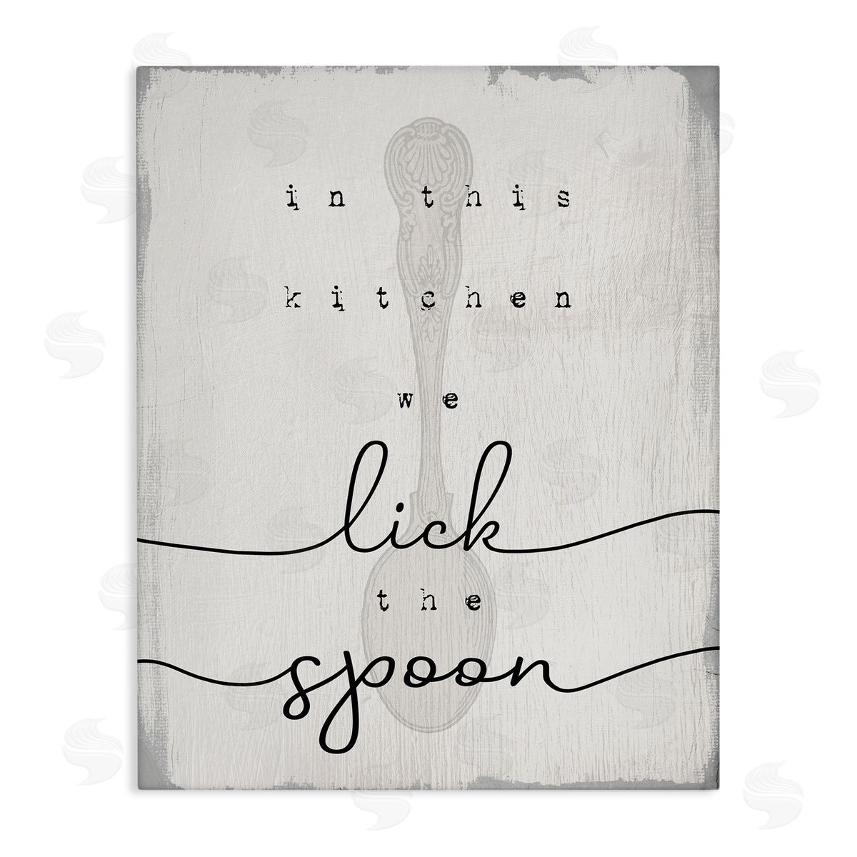 Stupell Studio Lick The Spoon Fun Baking Calligraphy Vintage Text  Stretched Canvas Wall Art Print