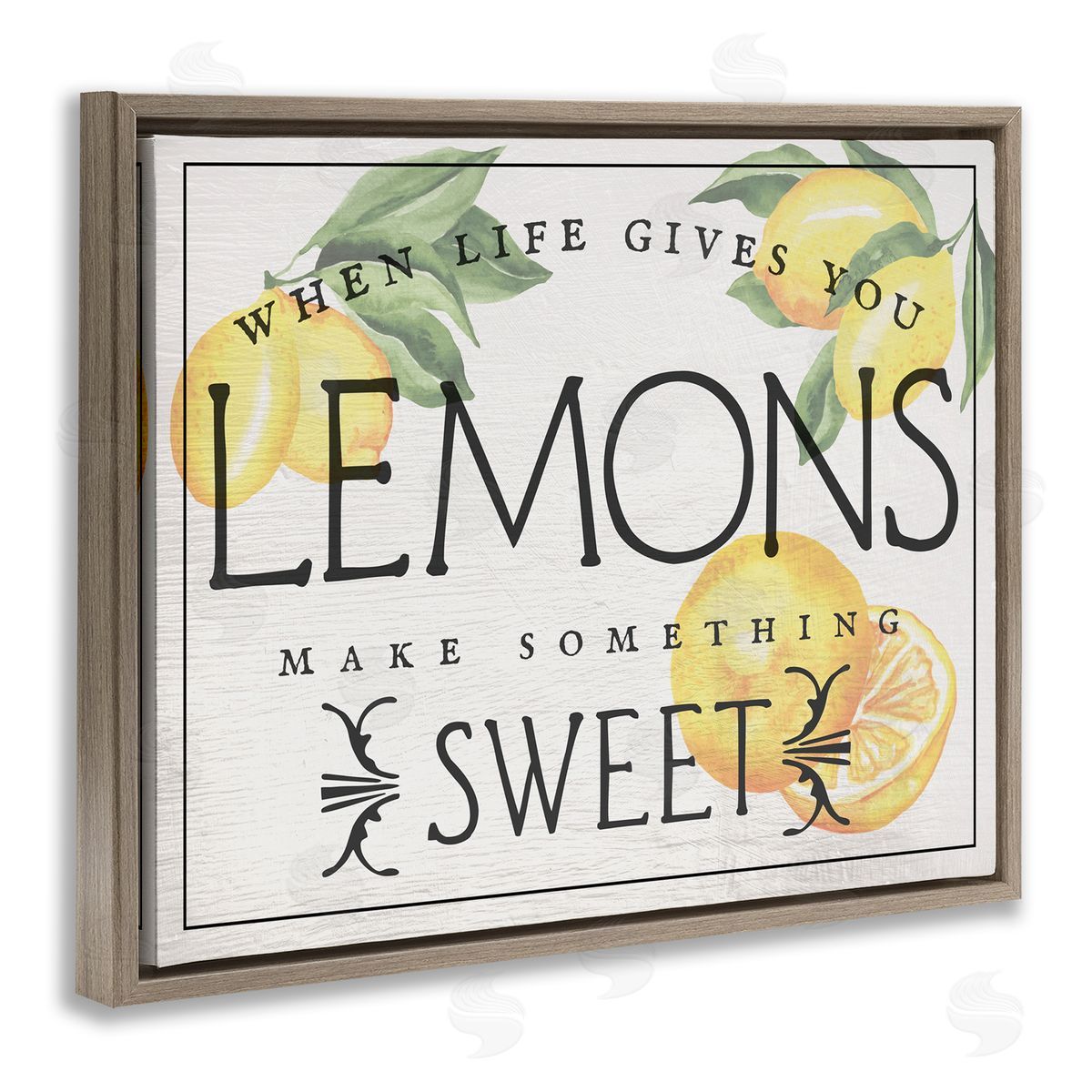 Bold Vintage Life Gives Lemons Brown Floating Frame Canvas Wall Art, Home Decor by Stupell Studio