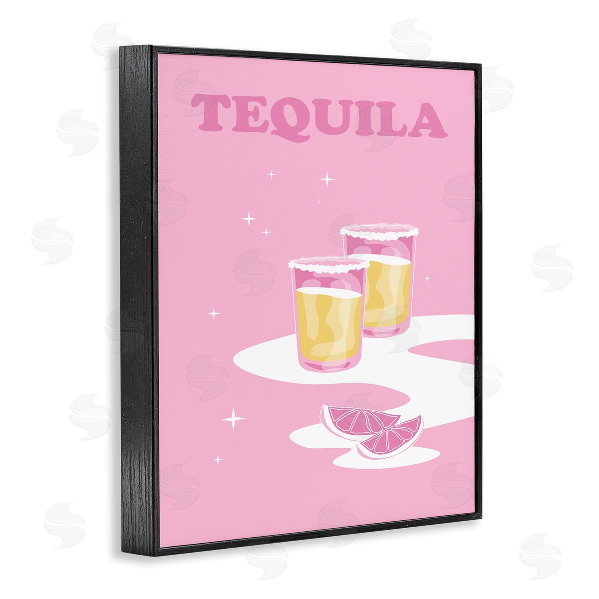 Birch & Ink Bold Pink Tequila Shots Kitchen Cocktail Typography Black Framed Giclee Wall Art Print