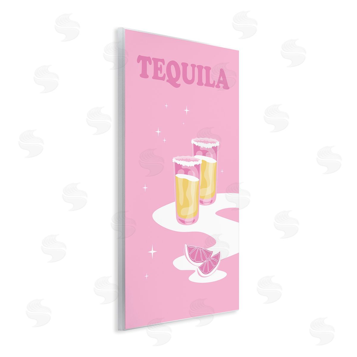 Birch & Ink Bold Pink Tequila Shots Kitchen Cocktail Typography Wall Plaque Art Print