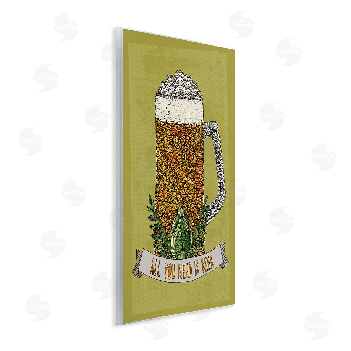 Valentina Harper All You Need Is Beer Floral Pattern Stein Mug Wall Plaque Art Print