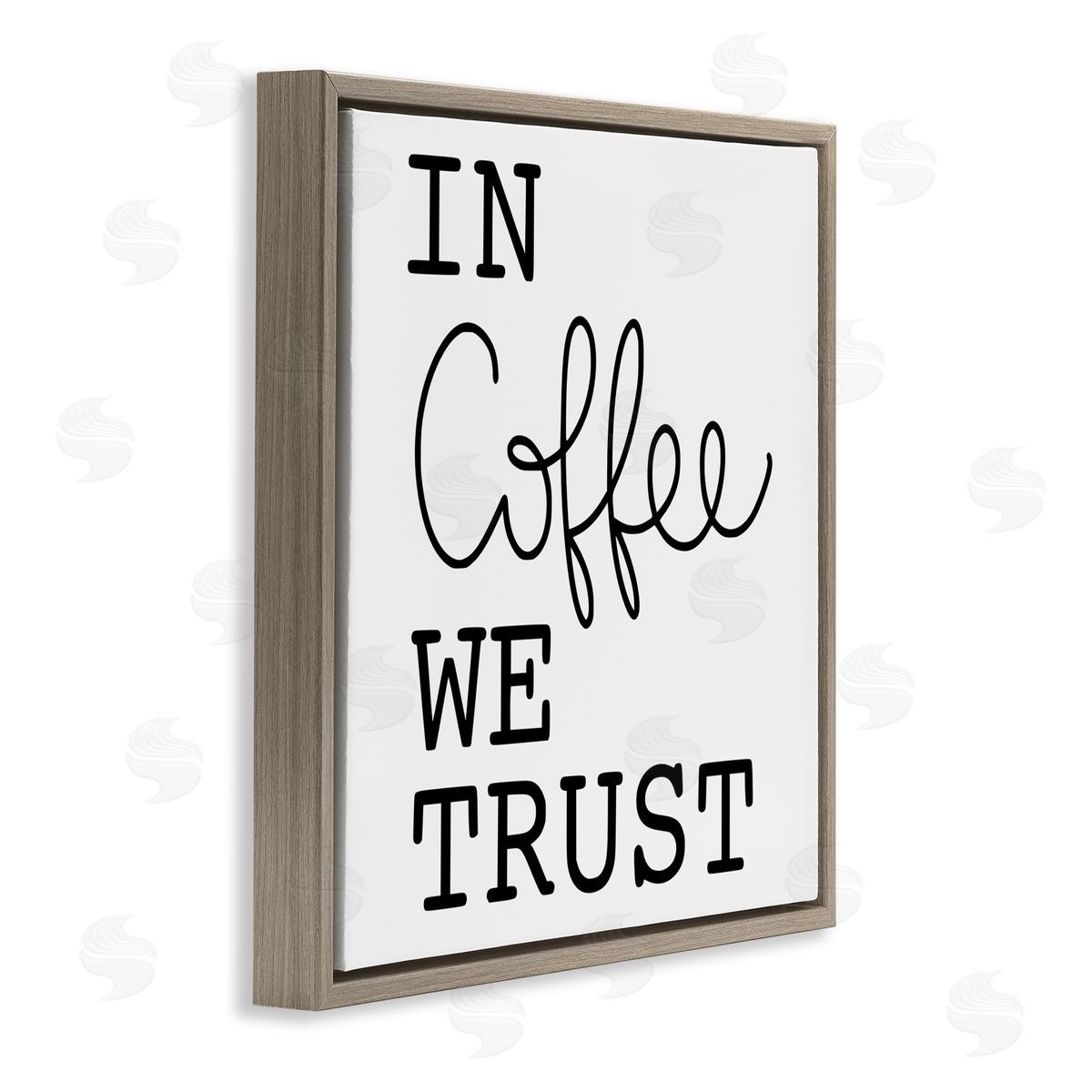 Yvonne Coleman Burney In Coffee We Trust Casual Kitchen Typography Brown Floating Frame Canvas Wall Art Print