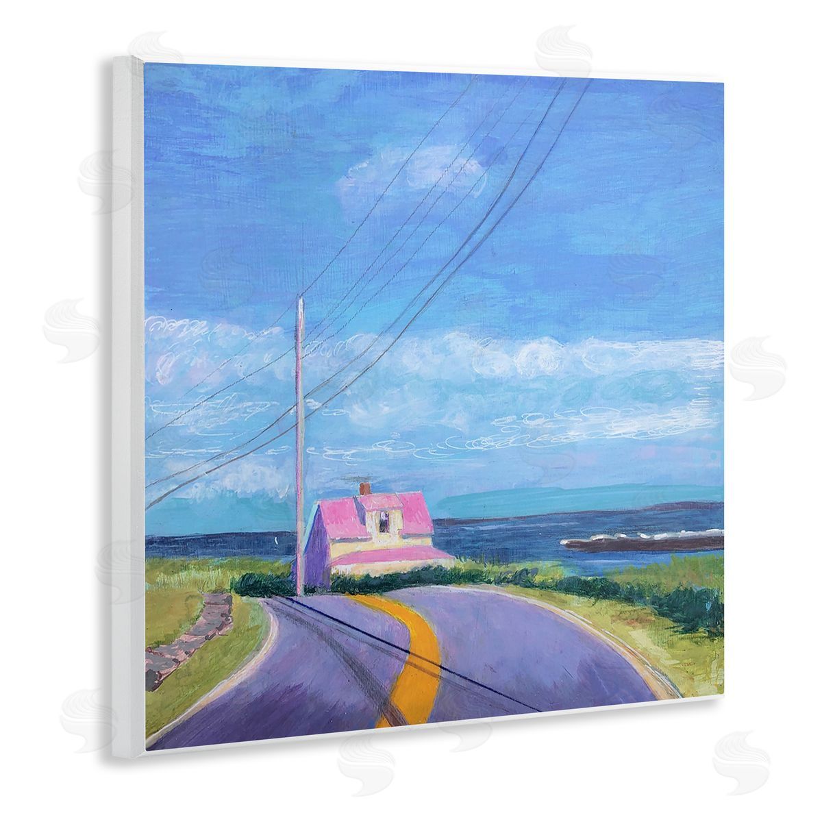 Sweetwater Vivid Seaside Cottage Road Calm Ocean Breeze Wooden Wall Plaque Art Print