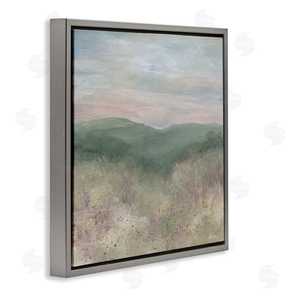Carol Robinson Mysterious Mountain Nature Abstract Forest Tree Tops  Gray Floating Frame Canvas Wall Art Print