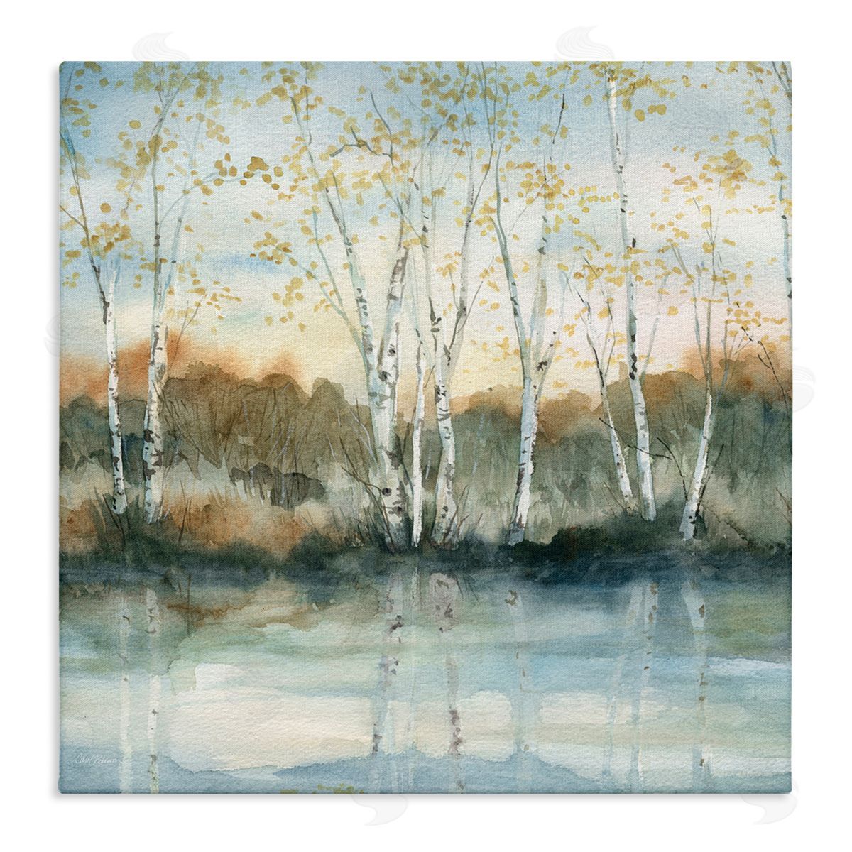Quaint Birch Tree Reflections Canvas Wall Art, Home Decor by Carol Robinson