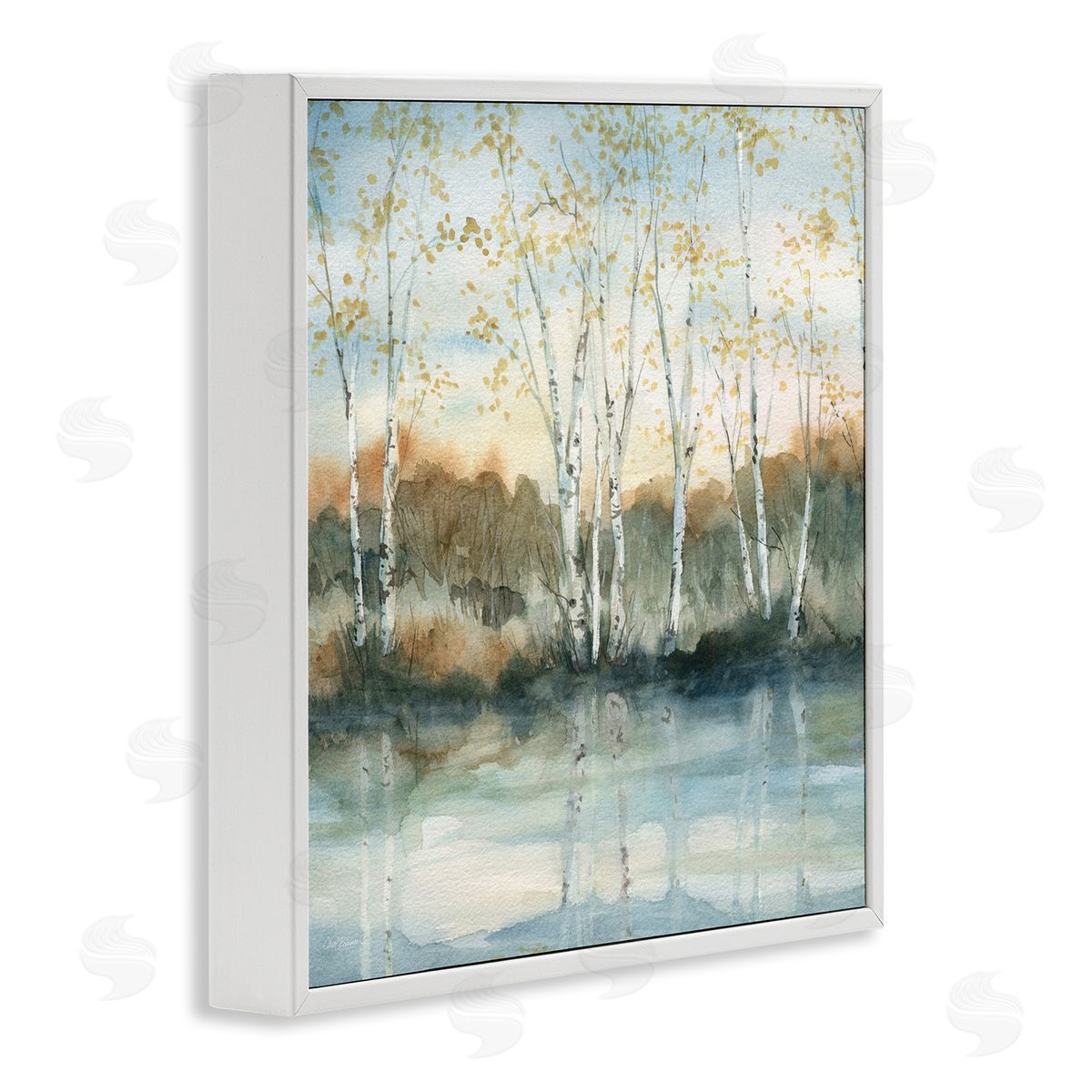 Quaint Birch Tree Reflections White Frame Print Wall Art, Home Decor by Carol Robinson