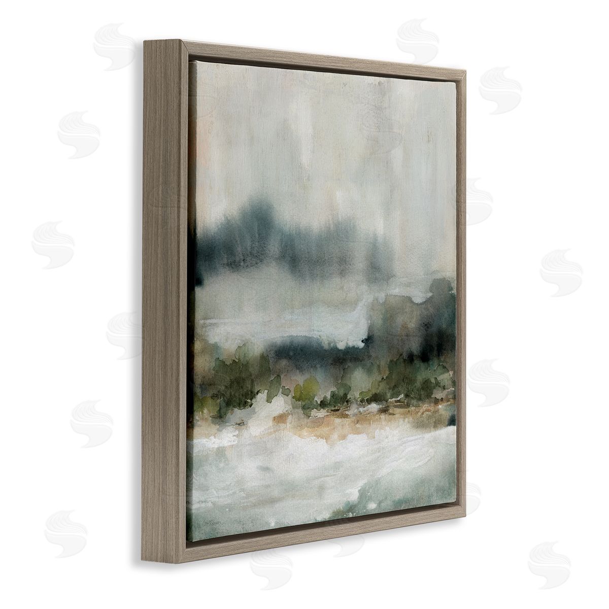 Carol Robinson Mysterious Abstract Nature Murky Fog Watercolor Scene Brown Floating Frame Canvas Wall Art Print