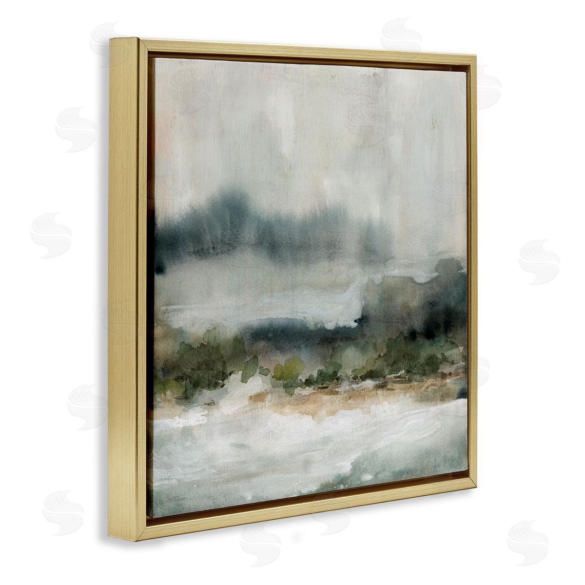 Carol Robinson Mysterious Abstract Nature Murky Fog Watercolor Scene Gold Floating Frame Canvas Wall Art Print