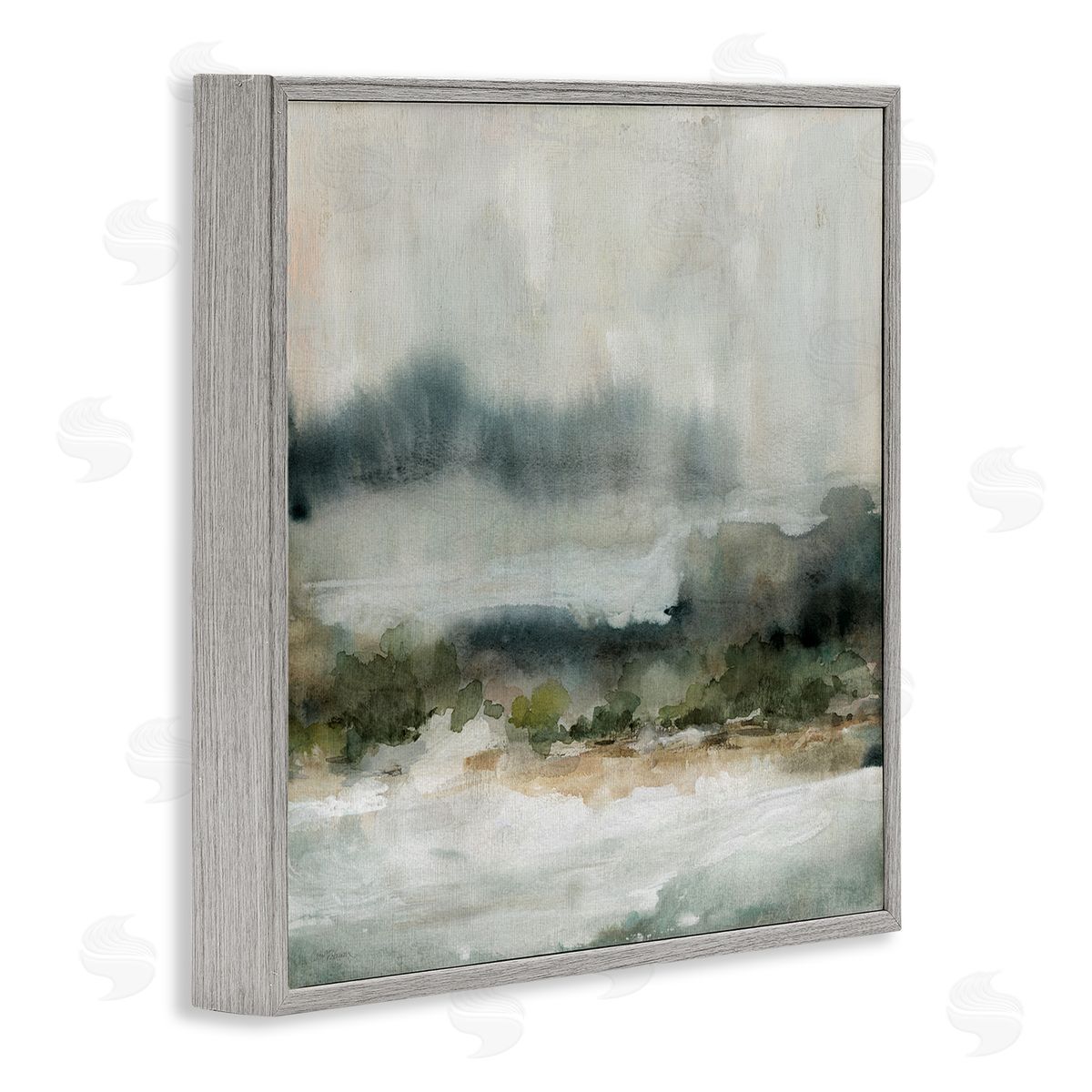 Carol Robinson Mysterious Abstract Nature Murky Fog Watercolor Scene Gray Framed Glicee Wall Art Print