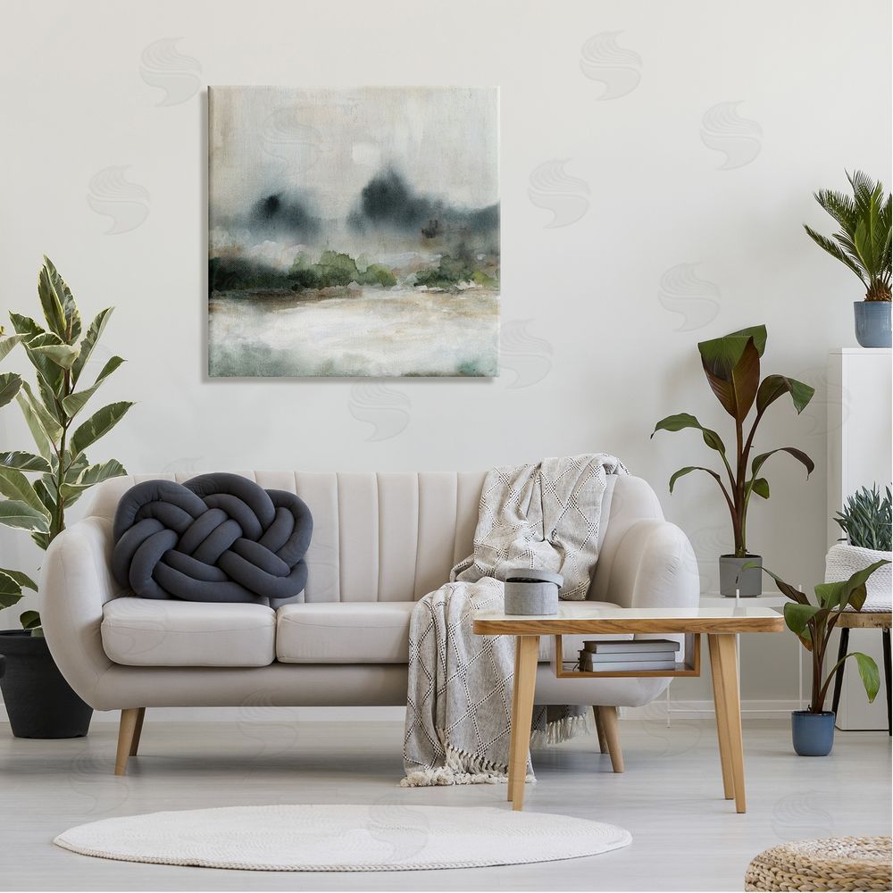 Carol Robinson Enigmatic Foggy Mountain Abstract Landscape Scene  Canvas Wall Art in Room